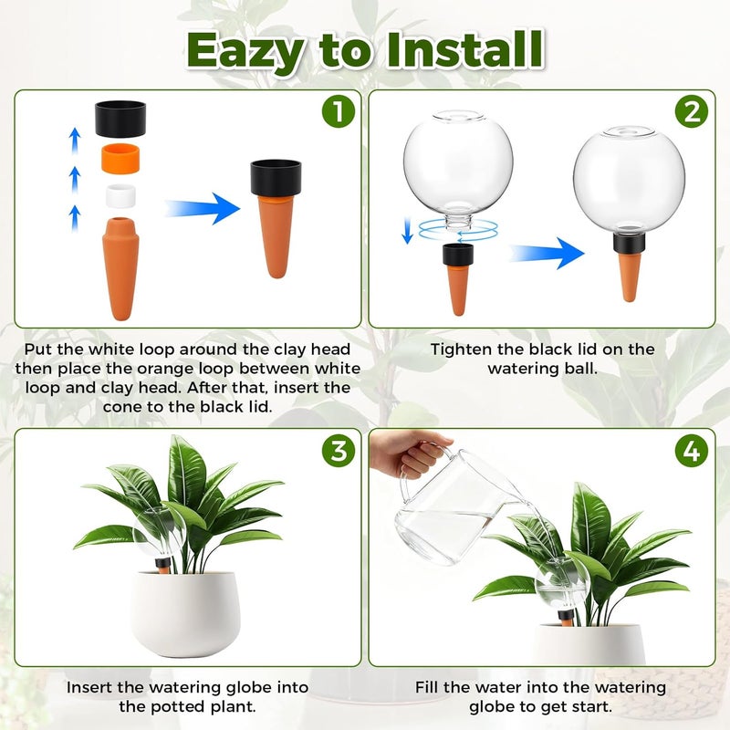 GLOBNGIAO 4 Pcs Self Watering Globes Plastic Automatic Watering Planter for Indoor Plants 17.5 oz drip Irrigation Watering Bulbs with Slow Release Control (Transparent) - Image 4